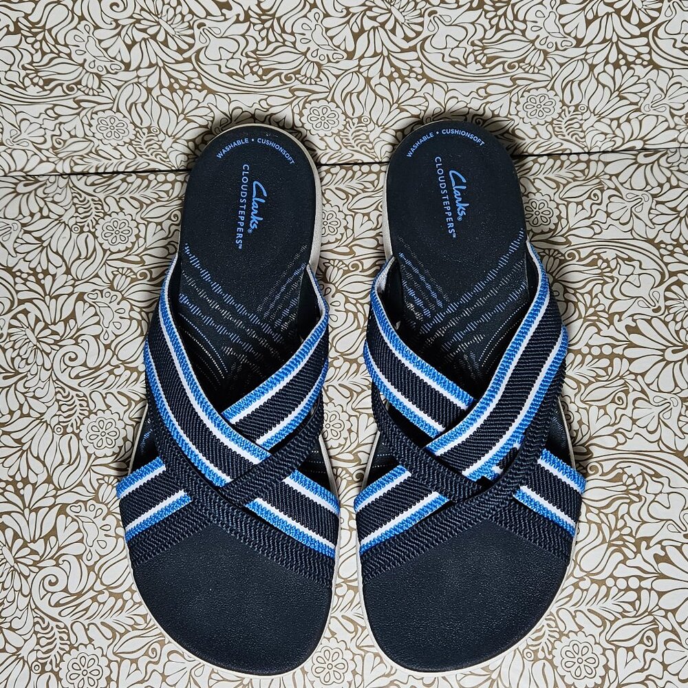 Clarks Cloudsteppers Cushion Soft Women's Blue Flip Flops Sandals Size 10M